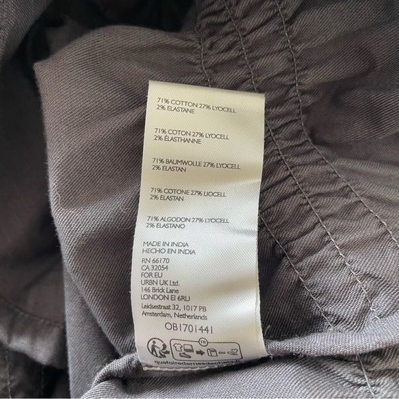 By Anthropologie Cropped Ruched-Sleeve Washed Black Cotton Moto Jacket EUC Sz XL - Picture 12 of 12